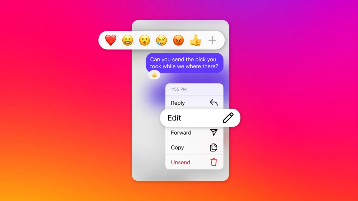 Instagram ahora permite editar mensajes después de enviarlos, fijar chats y guardar stickers